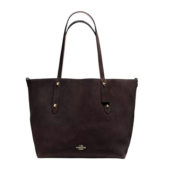 Coach Reversible Brown Suede & Black Leather Market Tote NWT with Wallet - Picture 1 of 11